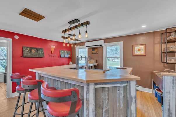 Interior, Kitchen, Pendant Lights, Recessed Lighting, Wood Texture Flooring