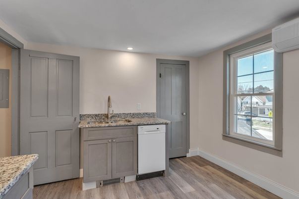 Interior, Kitchen, Recessed Lighting, Wood Texture Flooring