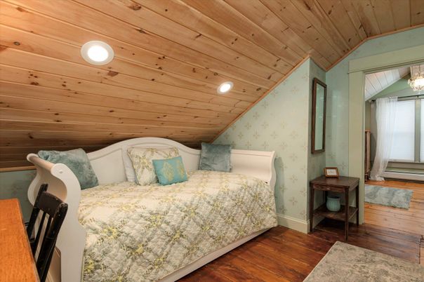 Bedroom, Interior, Recessed Lighting, Wooden Ceilings, Wood Texture Flooring