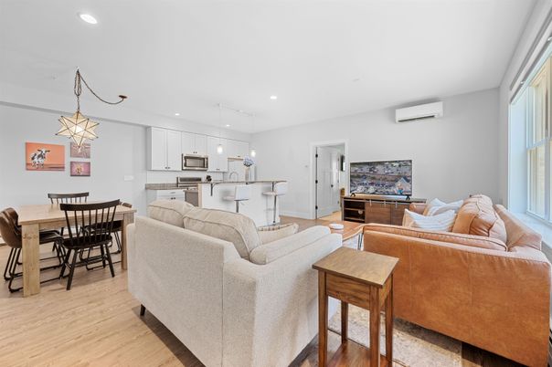 Dining room, Interior, Kitchen, Living room, Pendant Lights, Recessed Lighting, Wood Texture Flooring