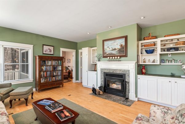Fireplace, Interior, Recessed Lighting, Wood Texture Flooring