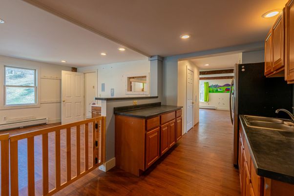 Interior, Kitchen, Recessed Lighting, Wood Texture Flooring