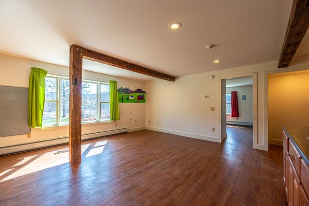 Empty room, Interior, Recessed Lighting, Wooden Beams, Wood Texture Flooring