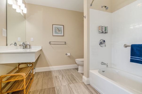 Bathroom, Dual Sink Vanities, Interior, Wood Texture Flooring