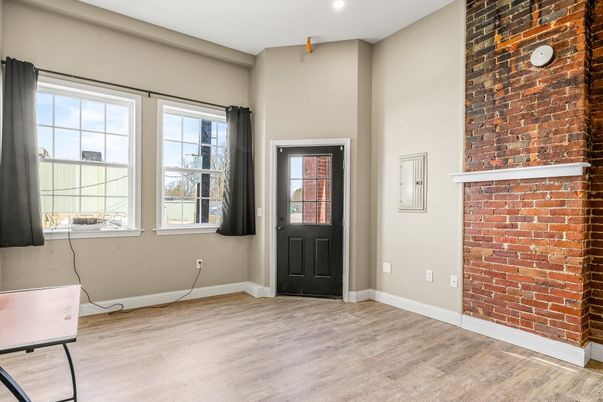 Interior, Recessed Lighting, Stone Walls, Wood Texture Flooring