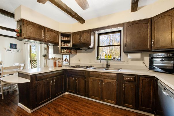 Interior, Kitchen, Wooden Beams, Wood Texture Flooring