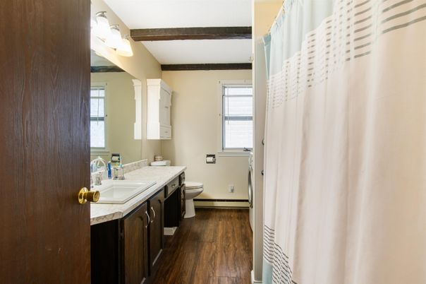 Bathroom, Interior, Wooden Beams, Wood Texture Flooring