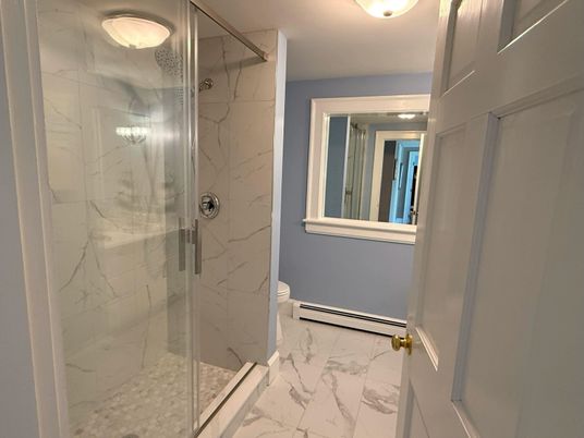 Bathroom, Glass Shower, Interior, Marble, Marble Walls