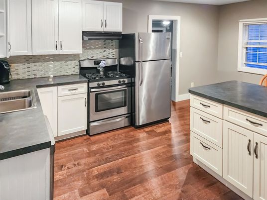Interior, Kitchen, Stainless Steel Appliances, Wood Texture Flooring