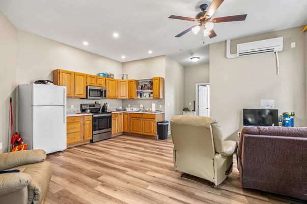 Interior, Kitchen, Recessed Lighting, Wood Texture Flooring