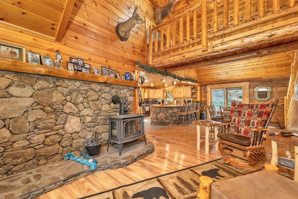 Fireplace, Interior, Kitchen, Stone Walls, Wooden Beams, Wooden Ceilings, Wood Texture Flooring, Wooden Walls