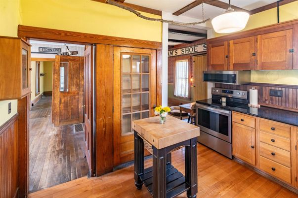 Interior, Kitchen, Pendant Lights, Stainless Steel Appliances, Wood Texture Flooring