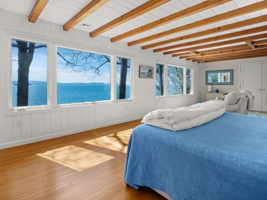 Bedroom, Interior, Water, Wooden Beams, Wood Texture Flooring