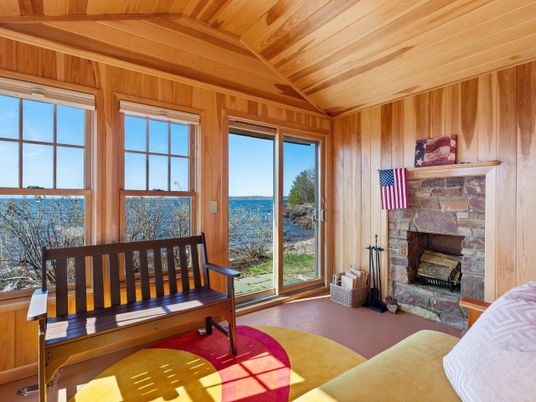Fireplace, Interior, Water, Wooden Ceilings, Wooden Walls