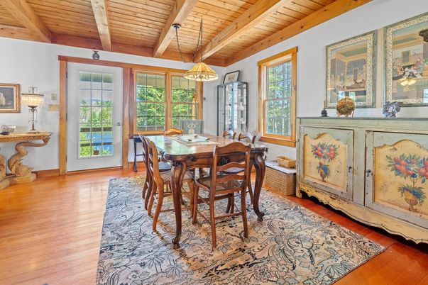 Dining room, Interior, Wooden Beams, Wooden Ceilings, Wood Texture Flooring