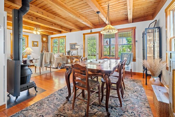 Dining room, Interior, Living room, Wooden Beams, Wooden Ceilings, Wood Texture Flooring