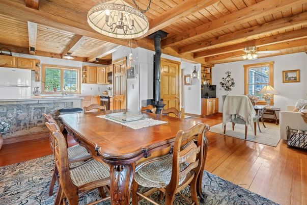 Dining room, Interior, Kitchen, Wooden Beams, Wooden Ceilings, Wood Texture Flooring