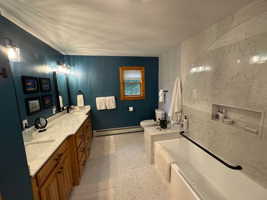 Bathroom, Dual Sink Vanities, Interior, Marble Walls