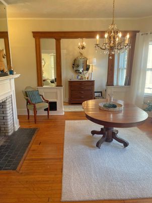 Chandelier, Fireplace, Interior, Wood Texture Flooring