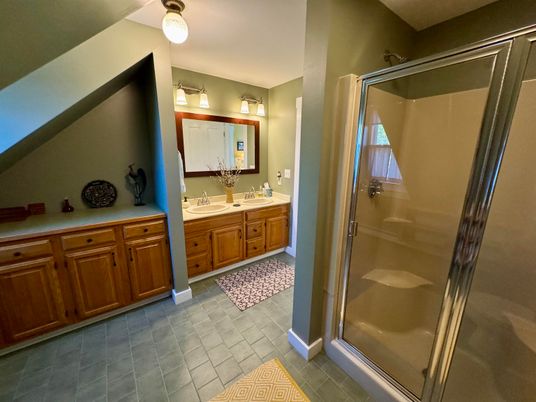 Bathroom, Dual Sink Vanities, Glass Shower, Interior
