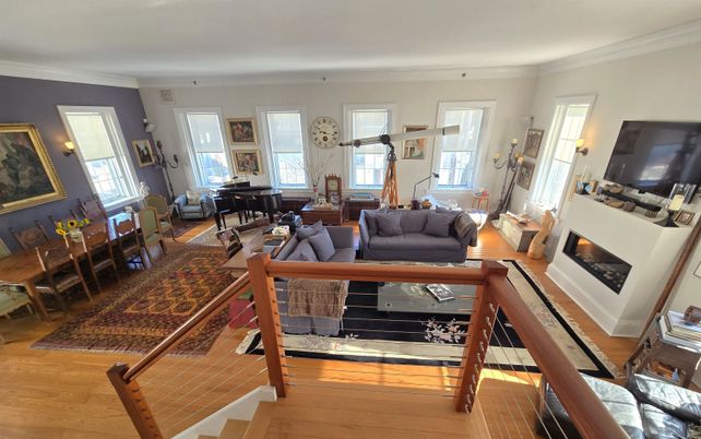Dining room, Fireplace, Interior, Living room, Piano, Wood Texture Flooring