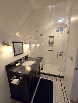 Bathroom, Dual Sink Vanities, Glass Shower, Interior