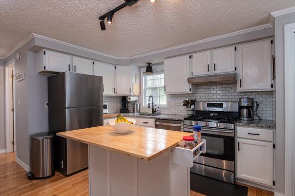 Interior, Kitchen, Stainless Steel Appliances, Wood Texture Flooring