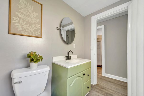 Bathroom, Dual Sink Vanities, Interior, Wood Texture Flooring