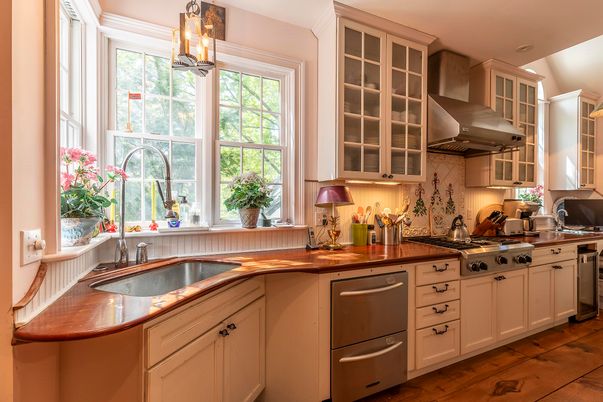 Interior, Kitchen, Pendant Lights, Stainless Steel Appliances, Wood Texture Flooring