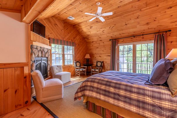 Bedroom, Fireplace, Interior, Wooden Beams, Wooden Ceilings, Wood Texture Flooring, Wooden Walls