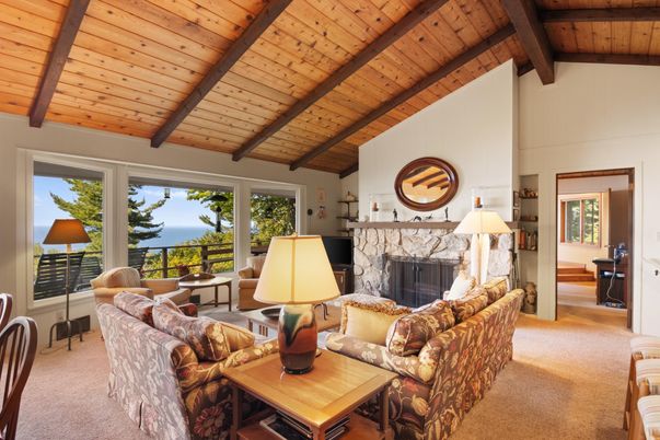 Fireplace, Interior, Living room, Water, Wooden Beams, Wooden Ceilings