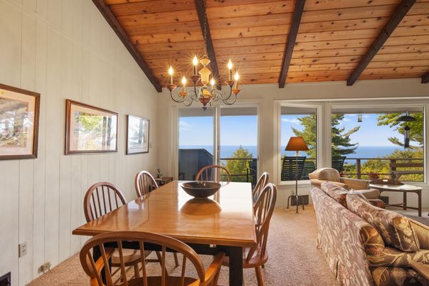 Chandelier, Dining room, Interior, Living room, Water, Wooden Beams, Wooden Ceilings