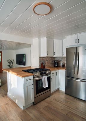 Interior, Kitchen, Stainless Steel Appliances, Wood Texture Flooring