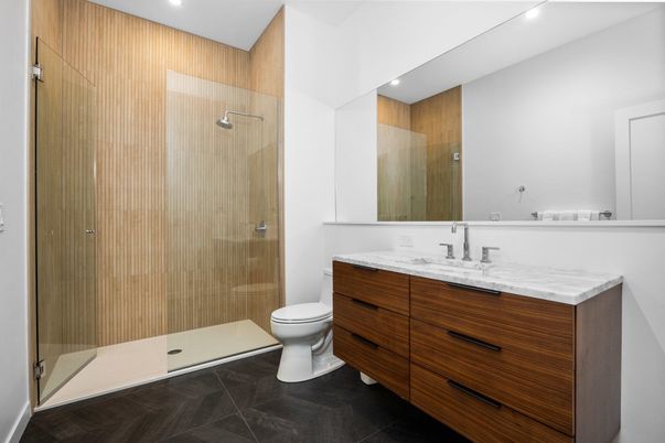Bathroom, Glass Shower, Interior, Recessed Lighting