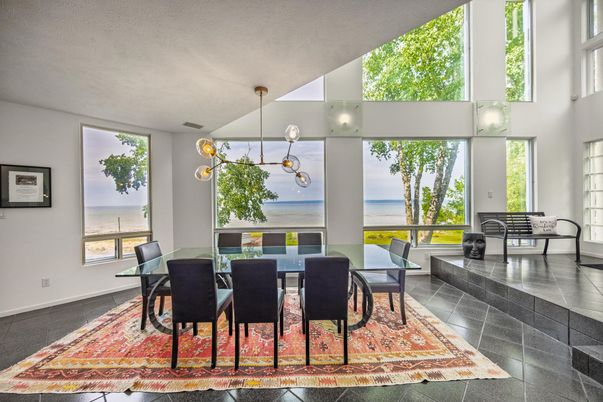 Dining room, Interior, Pendant Lights, Water