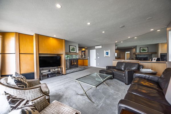 Fireplace, Interior, Kitchen, Living room, Recessed Lighting