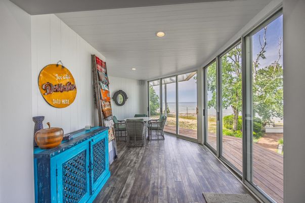 Dining room, Interior, Recessed Lighting, Water, Wood Texture Flooring