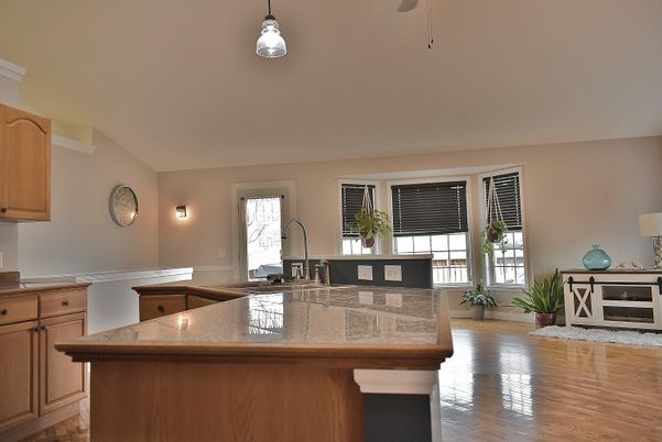 Interior, Kitchen, Pendant Lights, Wood Texture Flooring