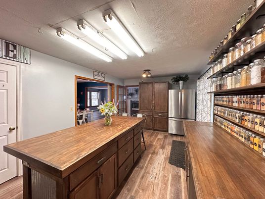 Interior, Kitchen, Stainless Steel Appliances, Wood Texture Flooring