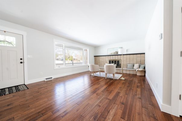 Dining room, Fireplace, Interior, Living room, Wood Texture Flooring
