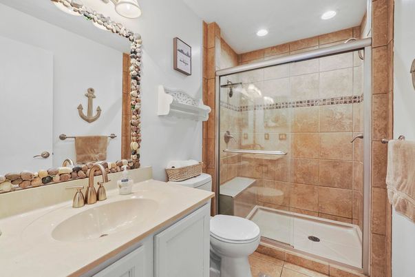 Bathroom, Glass Shower, Interior, Recessed Lighting