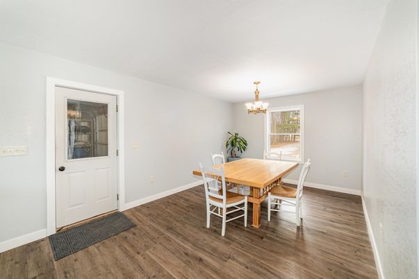 Chandelier, Dining room, Interior, Wood Texture Flooring