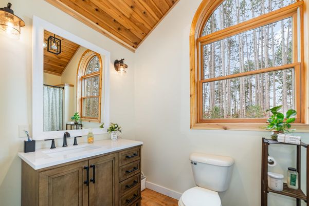 Bathroom, Interior, Wooden Ceilings, Wood Texture Flooring