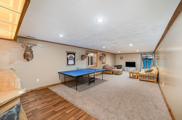 Game Room, Interior, Recessed Lighting, Wood Texture Flooring