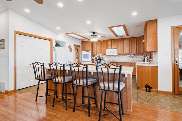 Interior, Kitchen, Recessed Lighting, Wood Texture Flooring