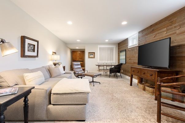 Interior, Living room, Recessed Lighting, Wooden Walls