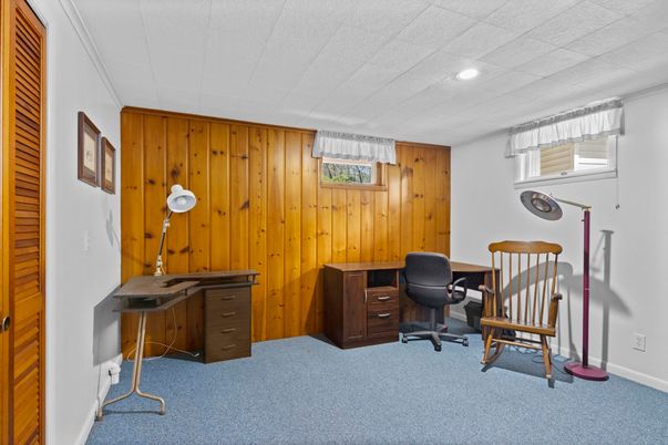 Home Office, Interior, Recessed Lighting, Wooden Walls