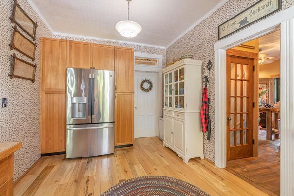 Interior, Kitchen, Pendant Lights, Stainless Steel Appliances, Wood Texture Flooring