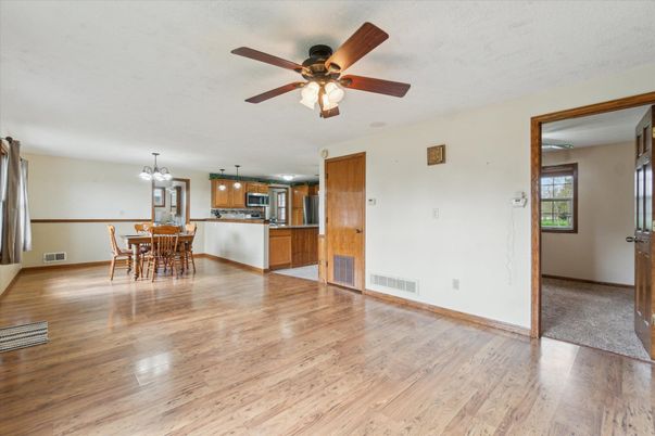 Chandelier, Dining room, Interior, Kitchen, Pendant Lights, Wood Texture Flooring