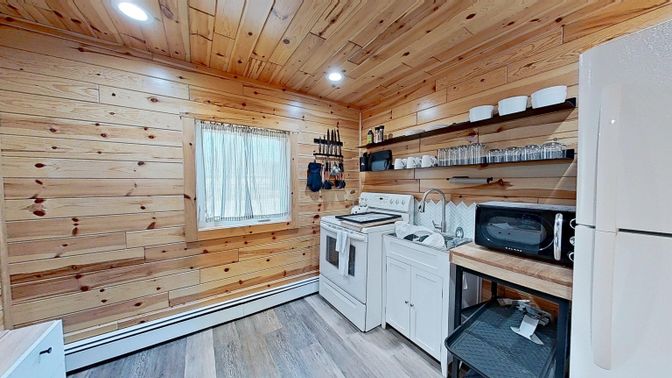 Interior, Kitchen, Recessed Lighting, Wooden Ceilings, Wood Texture Flooring, Wooden Walls